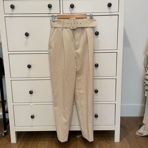 Zara Beige High-Waisted Pants with Belt